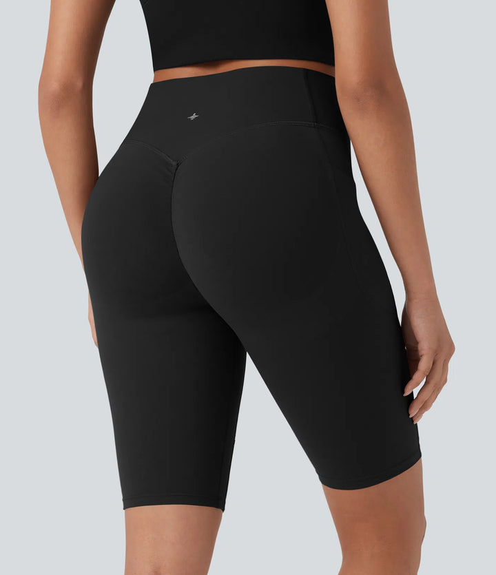 Halara UltraSculpt High Waisted Scrunch Butt Lifting Tummy Control Side Pocket Shaping Workout Biker Shorts 9&