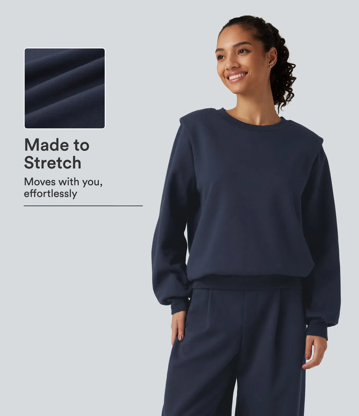 Round Neck Long Sleeve Casual Cotton Sweatshirt