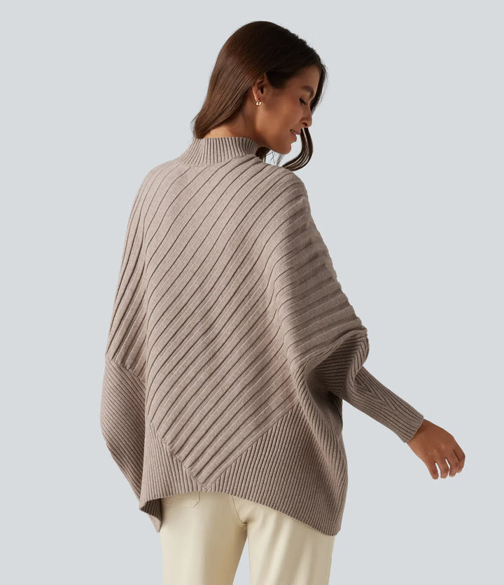 High Neck Batwing Long Sleeve Oversized Casual Jumper