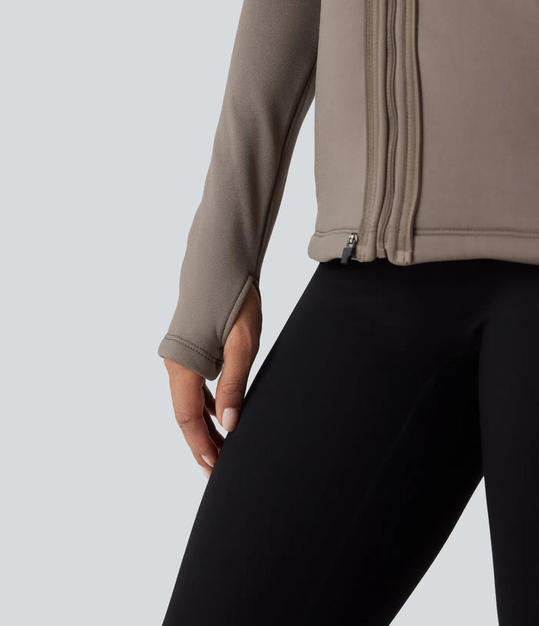 PuffFlex 3-in-1 High-Neck Long Sleeve Thumb Holes Fleece Jacket &amp;Quilted Vest with Pockets