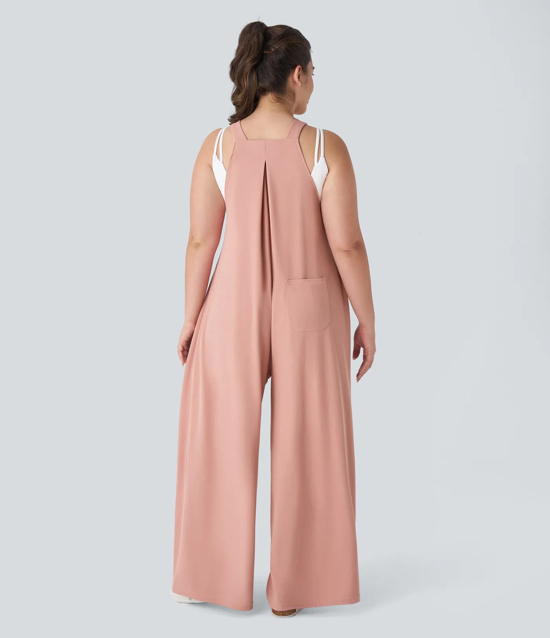 Adjustable Strap Button Multiple Pockets Waffle Casual Plus Size Dungarees