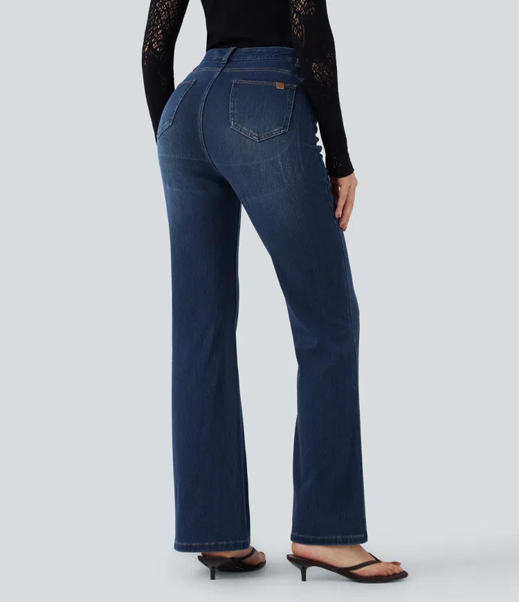 Halara Flex High Waisted Tummy Control Butt Lifting Denim Casual Bootcut Leggings with Pockets