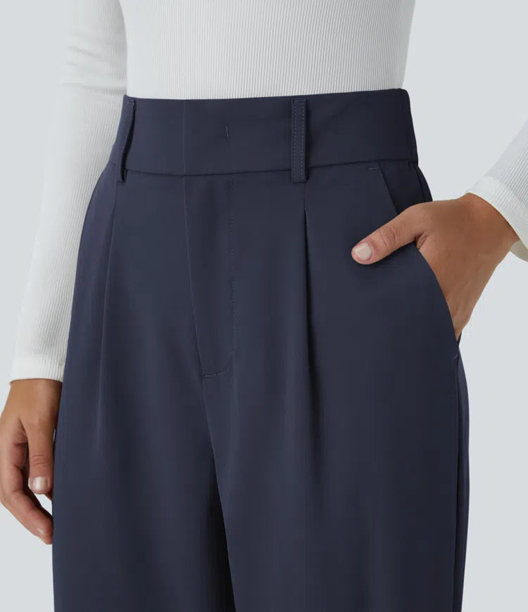 Halara Flex High Waisted Pocket Solid Work Tapered Trousers