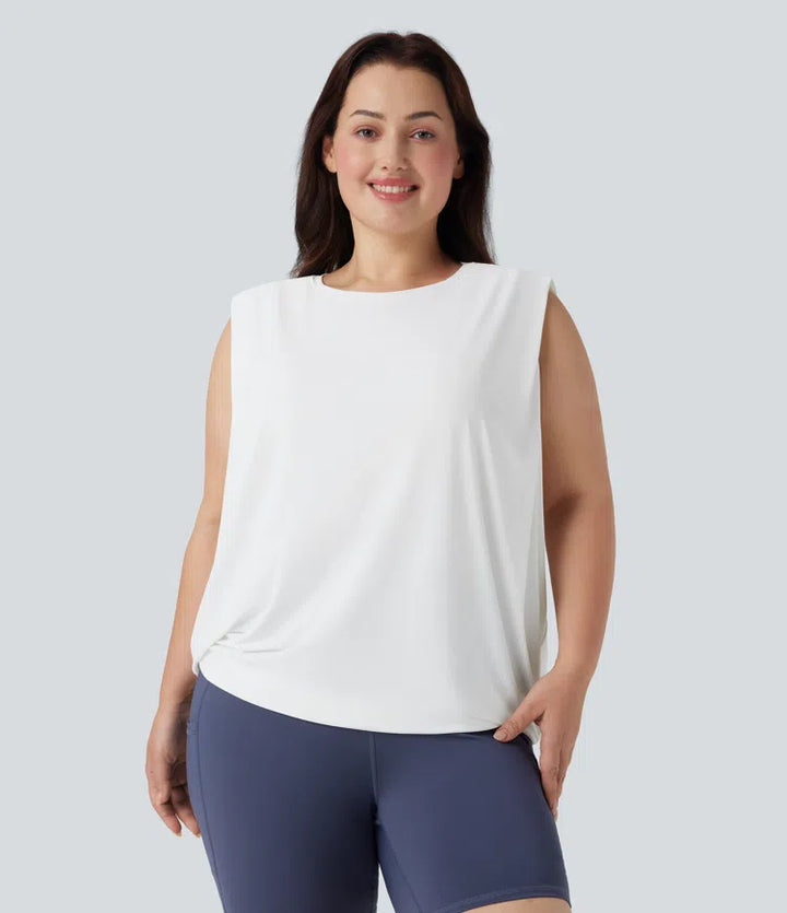 Plus Size Round Neck InstantCool Yoga Tank Top-UPF50+