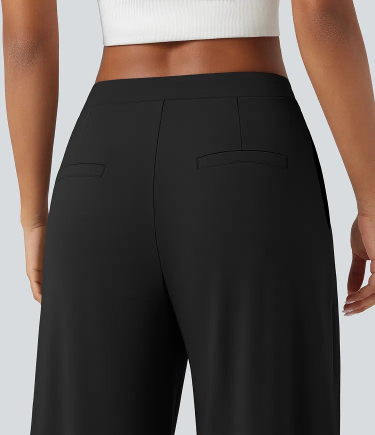 Halara Flex DayStretch Asymmetric Mid Rise Tapered Work Trousers with Pockets