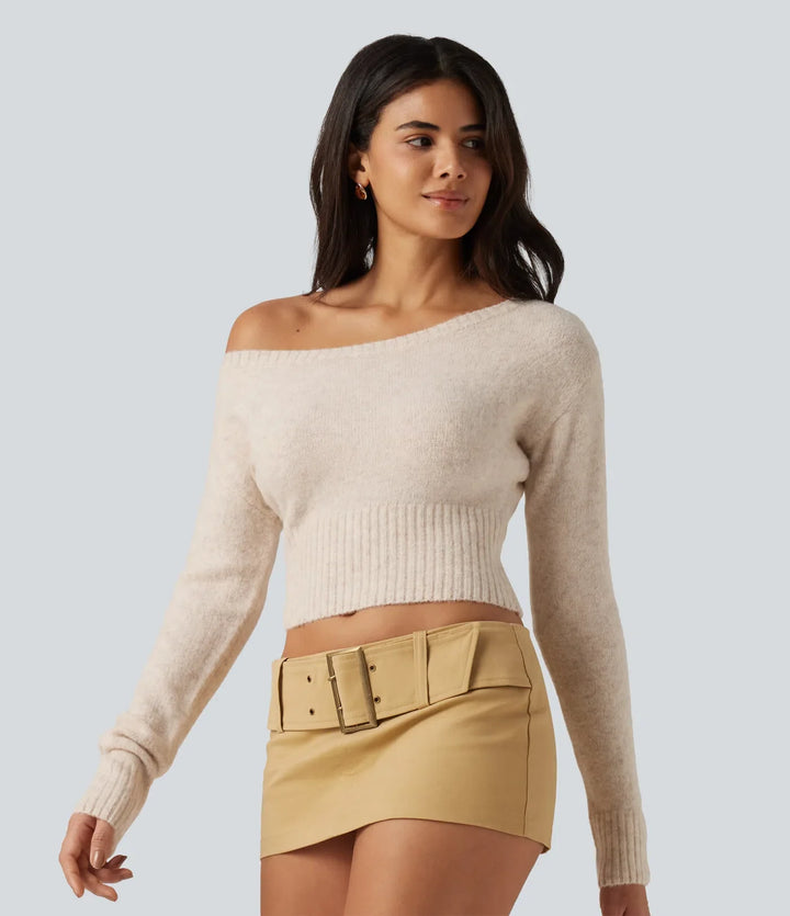 One Shoulder Batwing Long Sleeve Casual Jumper