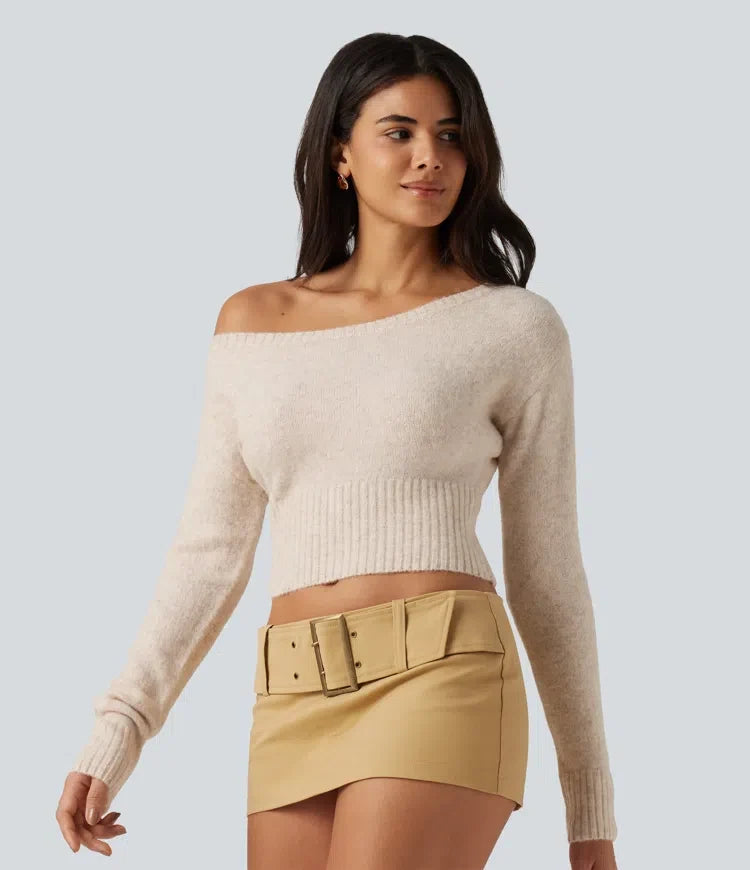 One Shoulder Batwing Long Sleeve Casual Jumper