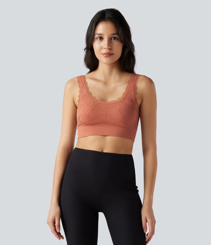 OneForm Seamless Flow Low Support U Neck Lace Yoga Sports Bra