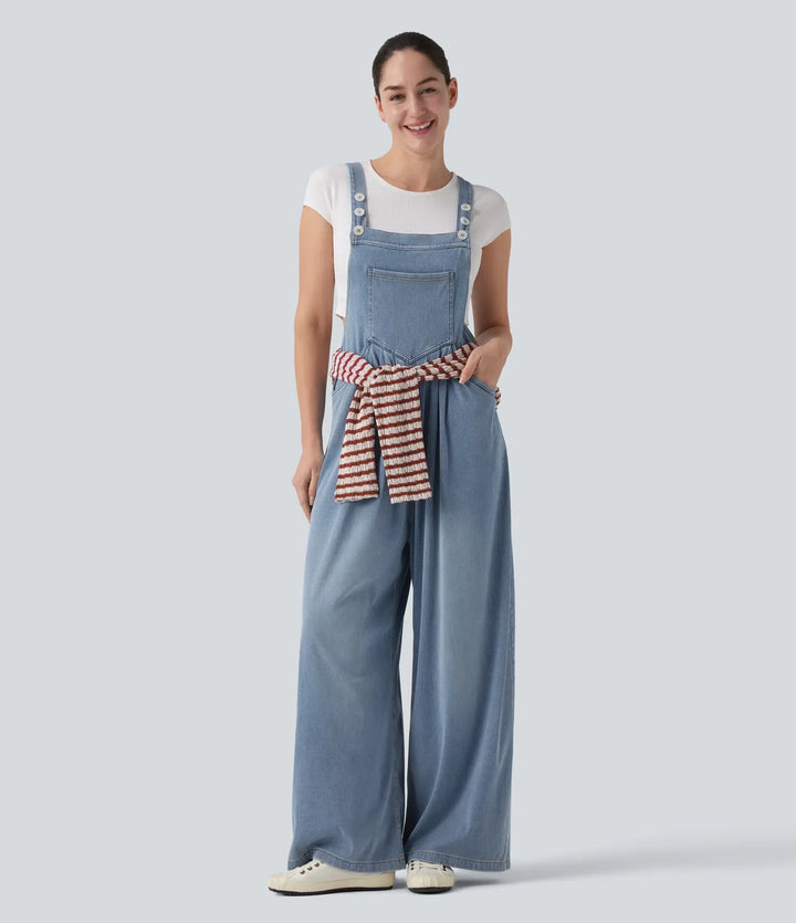 Halara Flex Adjustable Straps Draped Lyocell Casual Baggy Overalls with Pockets