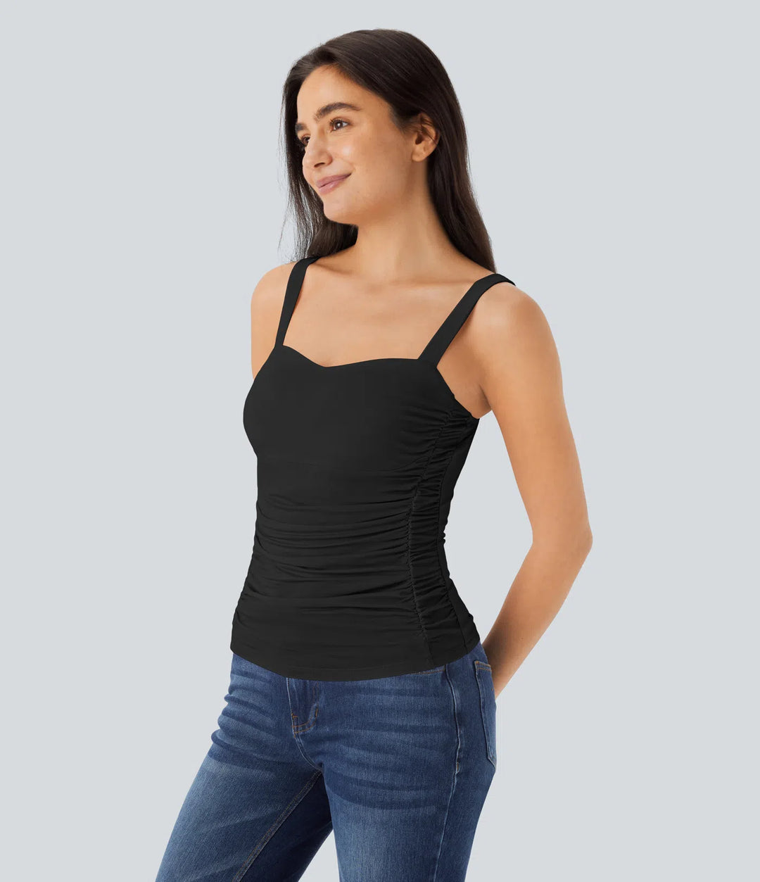 Ruched Backless Casual Tank Vest Top