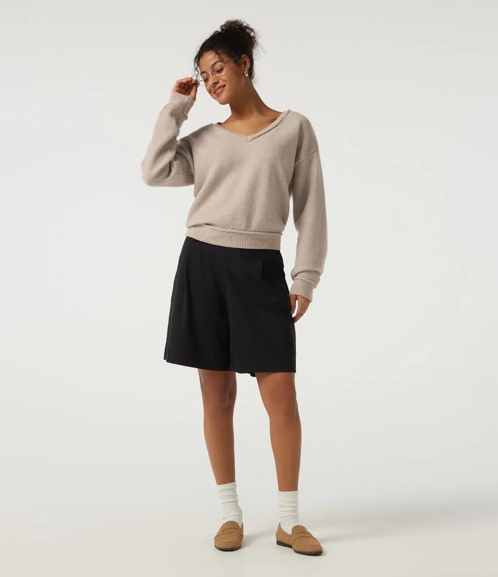 V Neck Long Sleeve Casual Jumper