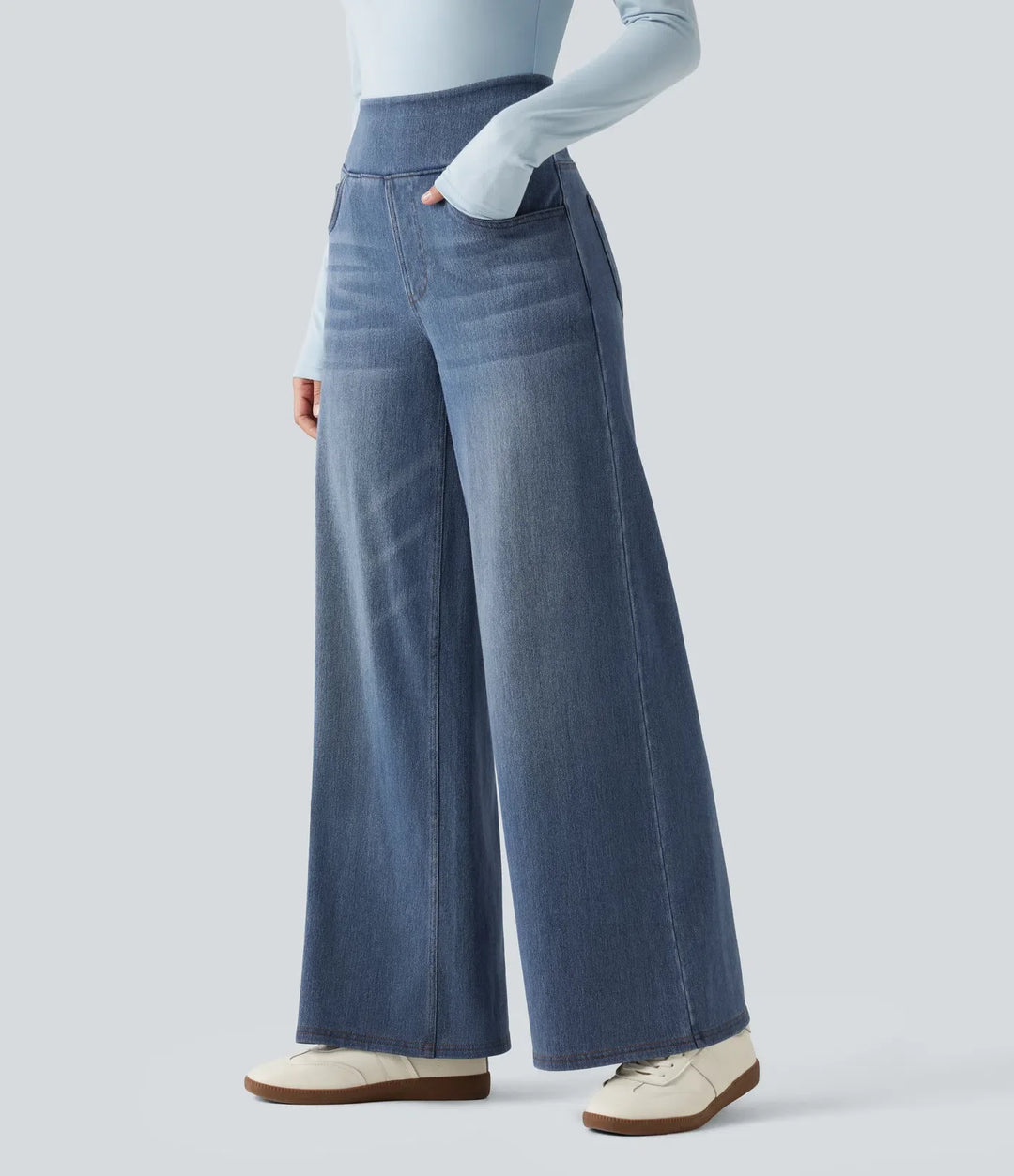 Halara Flex Denim Heat High Waisted Wide Leg Casual Jeans with Pockets