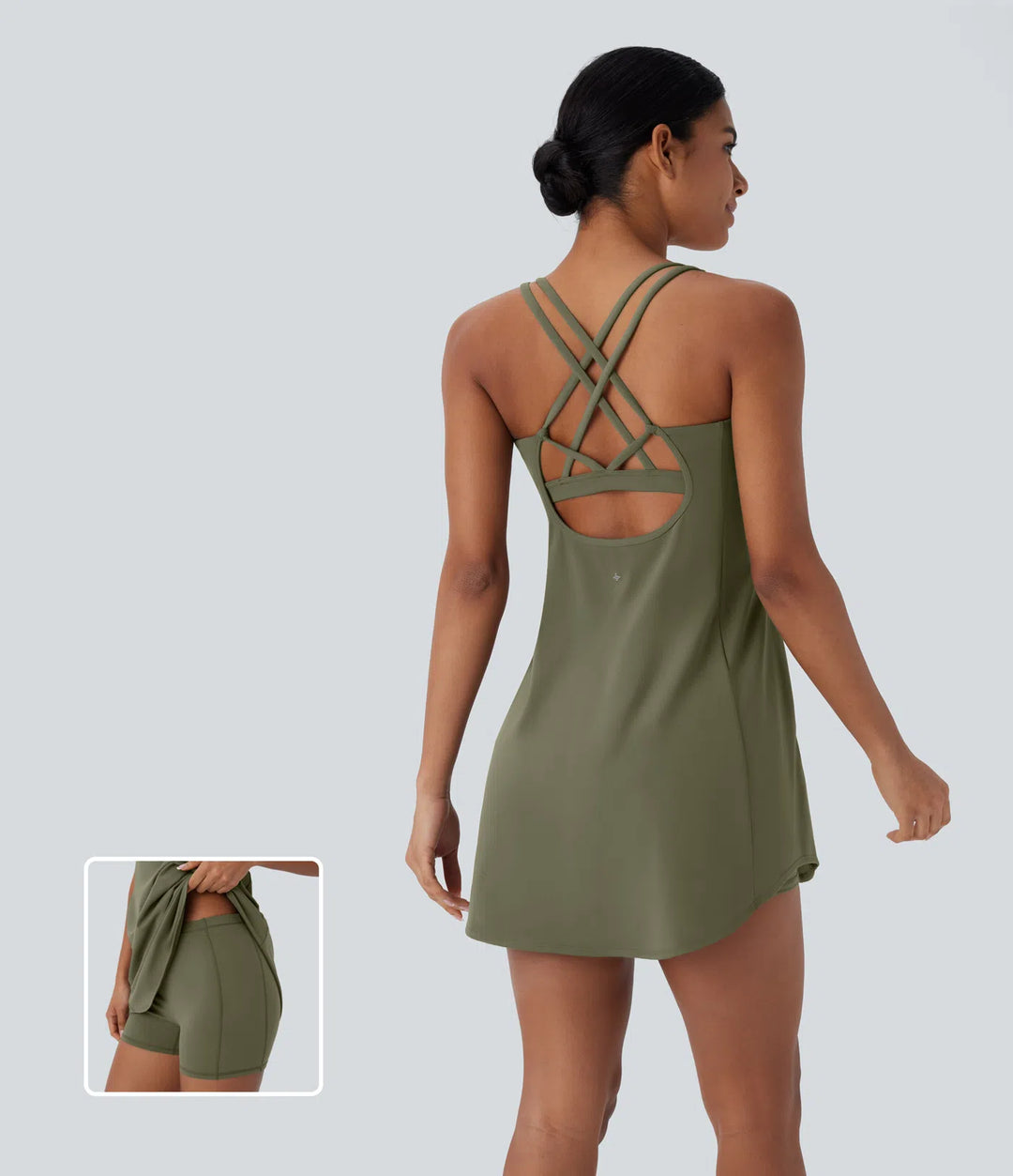 SoftlyZero Plush Cut Out Pocket 2-Piece Mini Yoga Active Dress