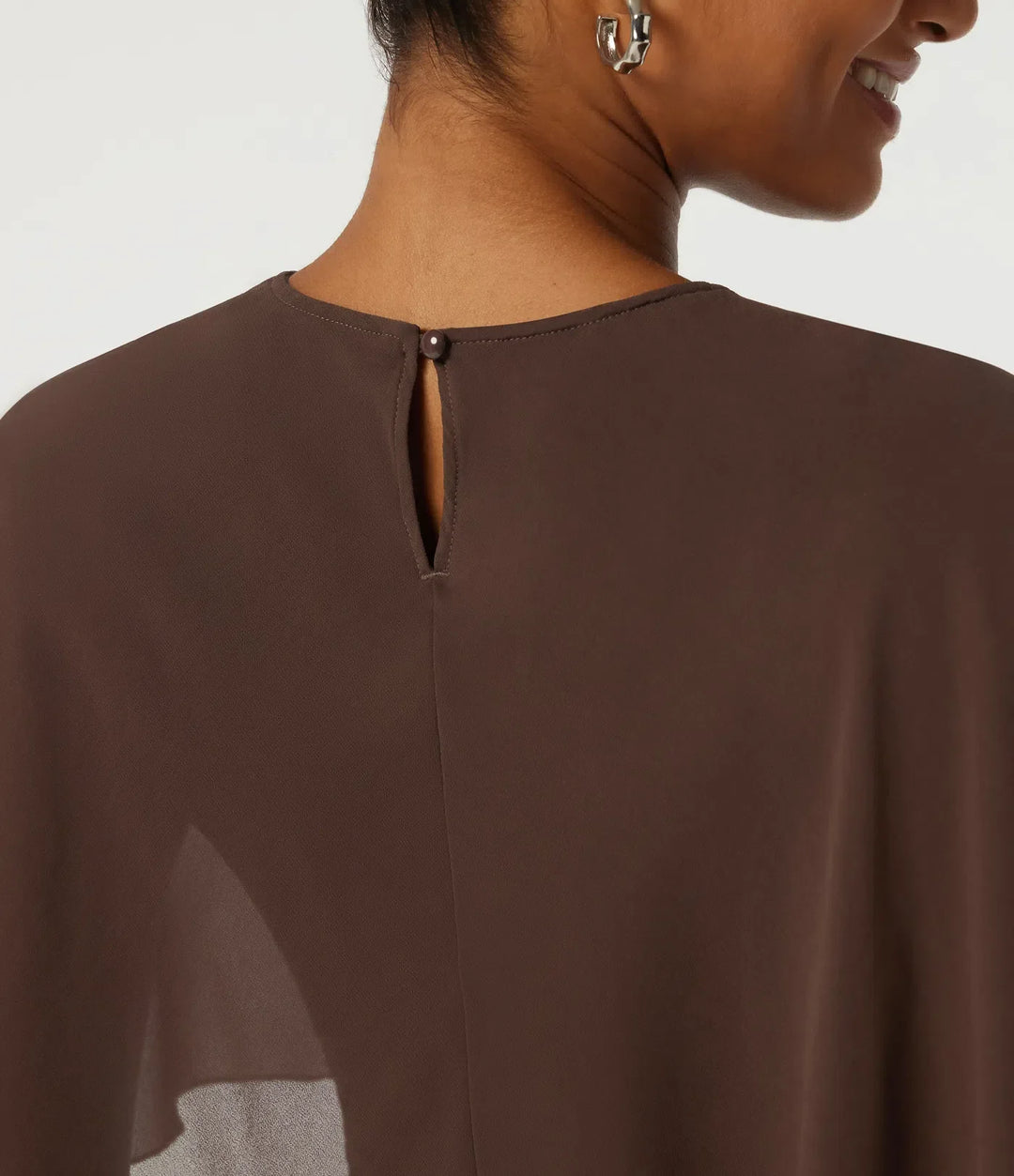 Round Neck Flounce Half Sleeve 2-in-1 Ruched Asymmetrical Hem Work Blouse