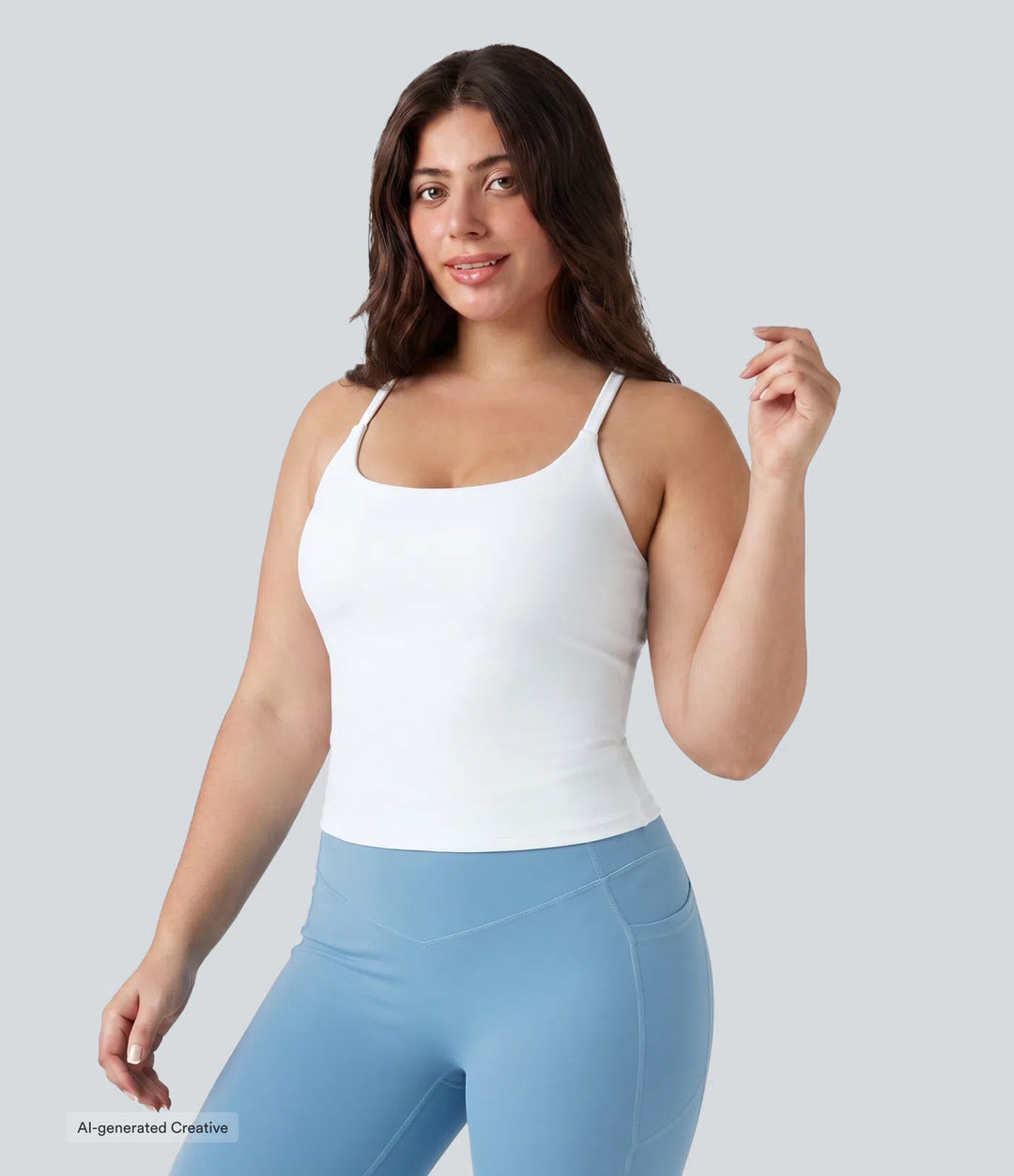 Plus Size Scoop Neck Crisscross Back Crossover Hem Yoga Cami Top