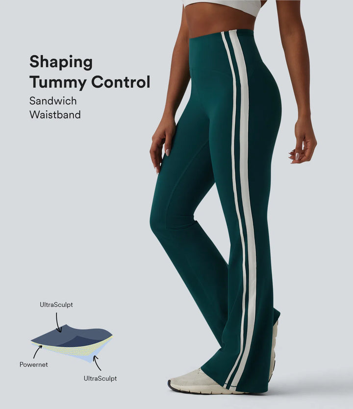 Halara UltraSculpt High-waisted Tummy Control Side Stripe Yoga 7/8 Flare Leggings