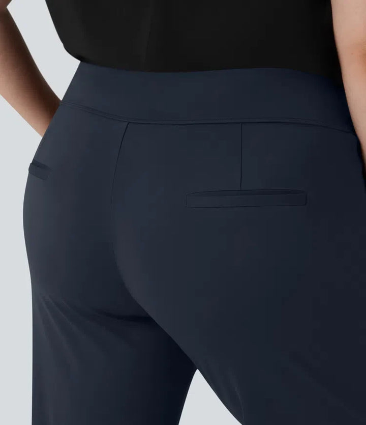 Plus Size Halara Flex DayStretch High Waisted Work Flare Trousers with Side Zip Pockets