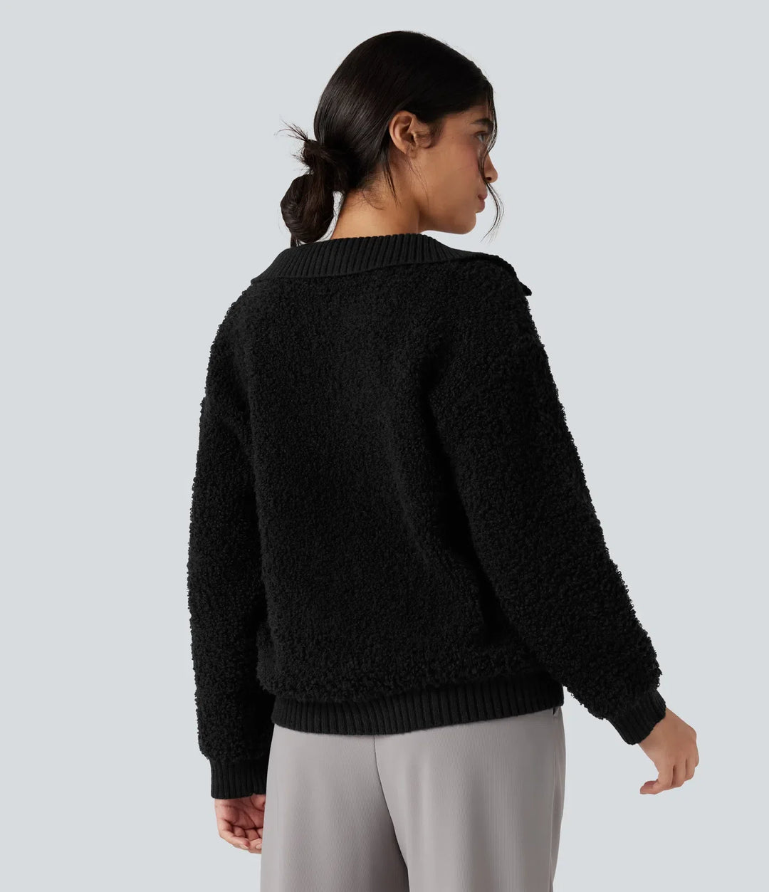 Lapel Reglan Long Sleeve Work Jumper with Pockets