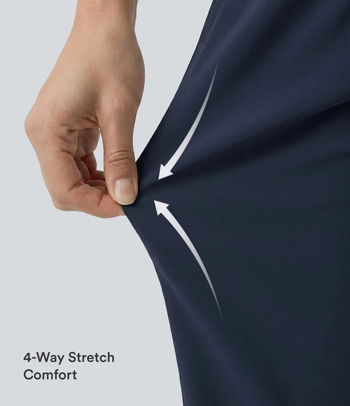 DayStretch High Waisted Barrel Leg Casual Trousers with Pockets