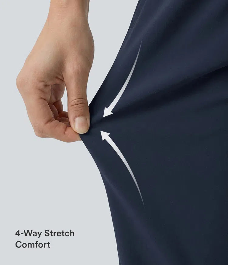 DayStretch High Waisted Barrel Leg Casual Trousers with Pockets
