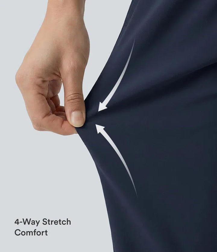 DayStretch High Waisted Barrel Leg Casual Trousers with Pockets