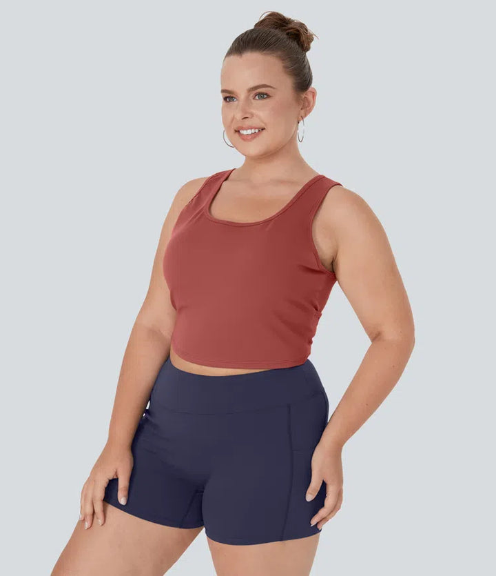 U Neck Backless Crossover Plus Size Barre Ballet Dance Tank Vest Top