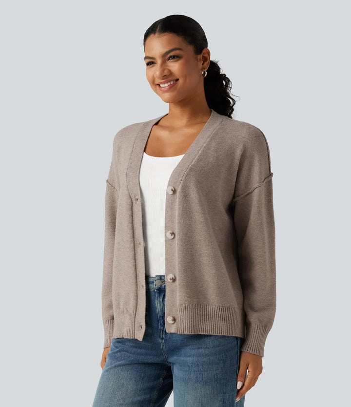 Dropped Long Sleeve Casual Cardigan