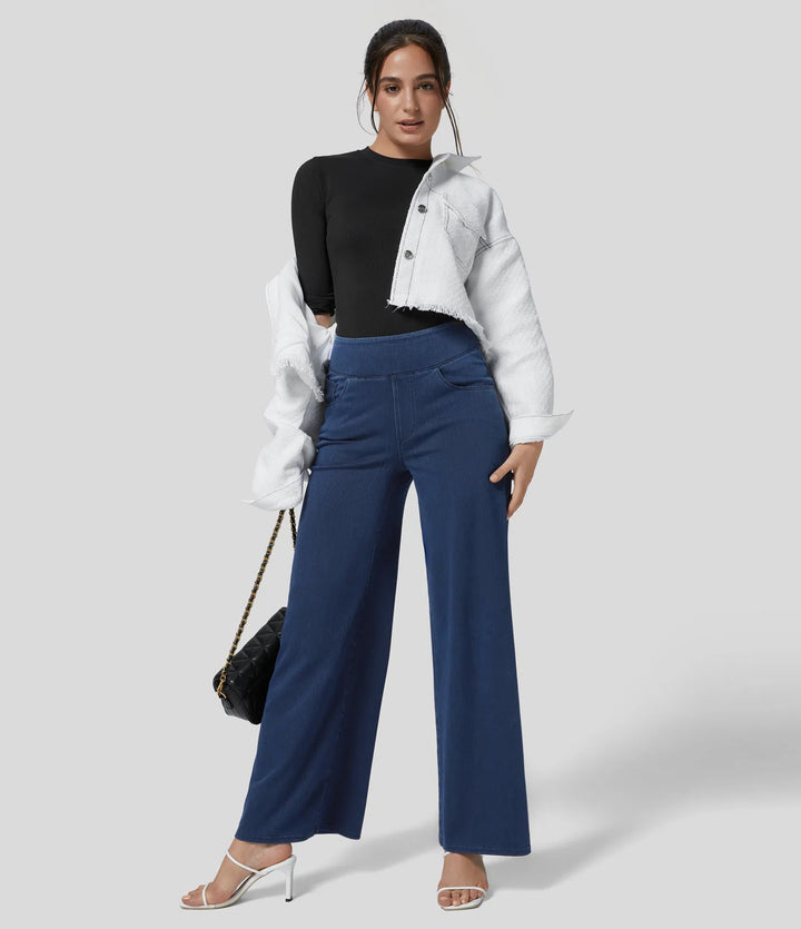 Halara Flex High Waisted Pockets Wide Leg Loose Work Jeans