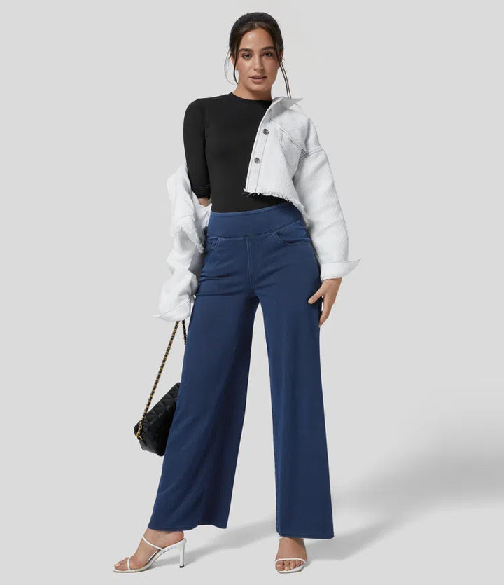 Halara Flex High Waisted Pockets Wide Leg Loose Work Jeans