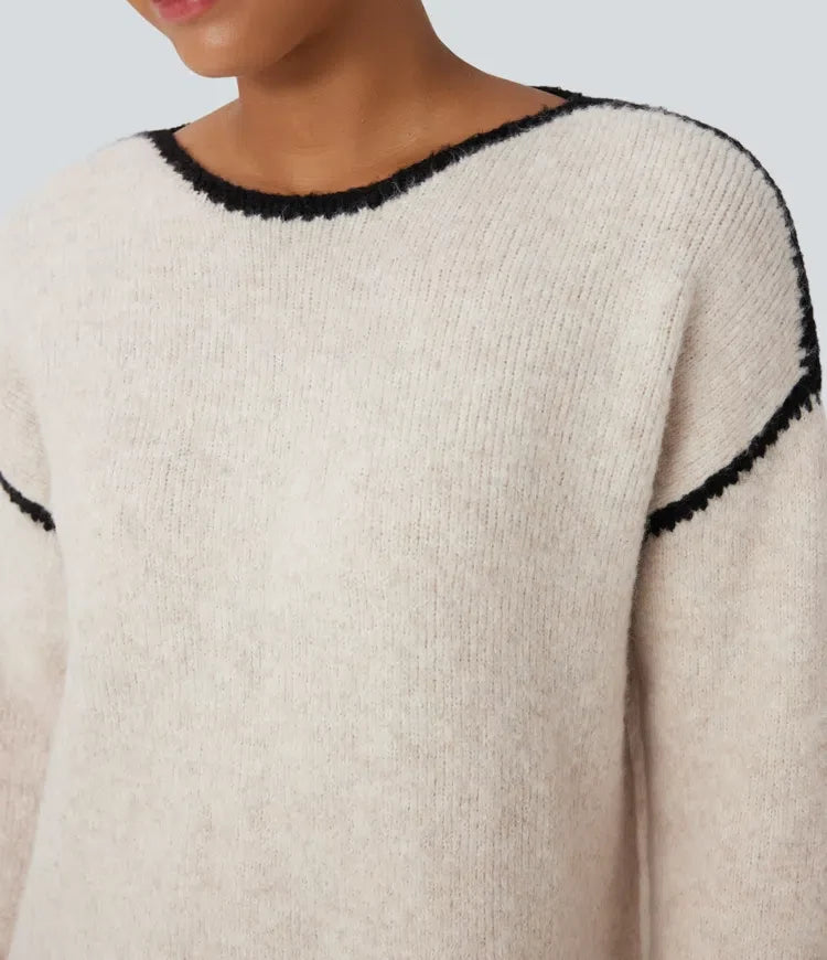 Color Block Relaxed Casual Jumper