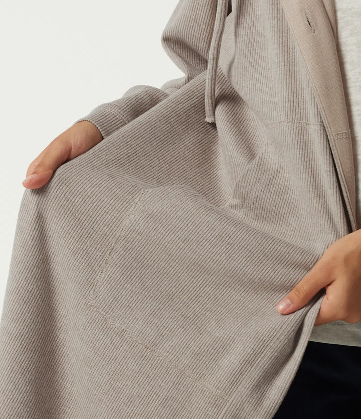 Hooded Long Sleeve Longline Casual Jacket with Pockets