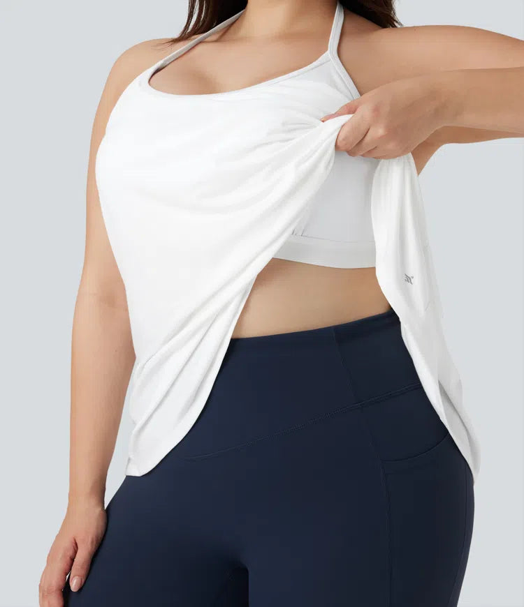 Plus Size SoftlyZero Airy Halter Draped InstantCool Yoga Sports Top