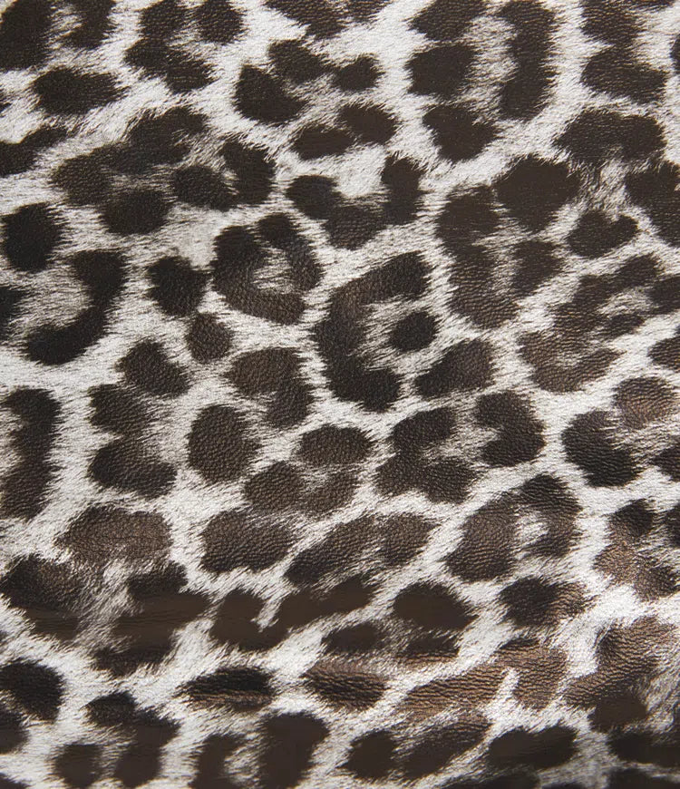 High Waisted Tummy Control Stretchy PU Leopard Print Party Mini Skirt with Built-In Shorts-Longer Length