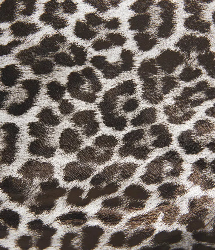 High Waisted Tummy Control Stretchy PU Leopard Print Party Mini Skirt with Built-In Shorts-Longer Length