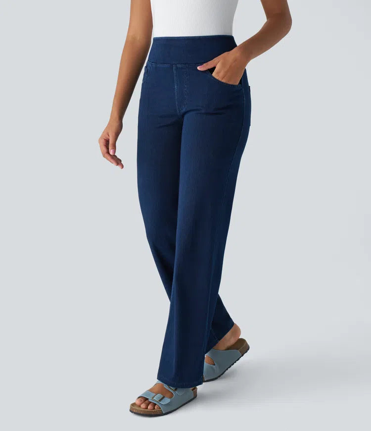 Halara Flex High Waisted Pockets Straight Leg Work Jeans