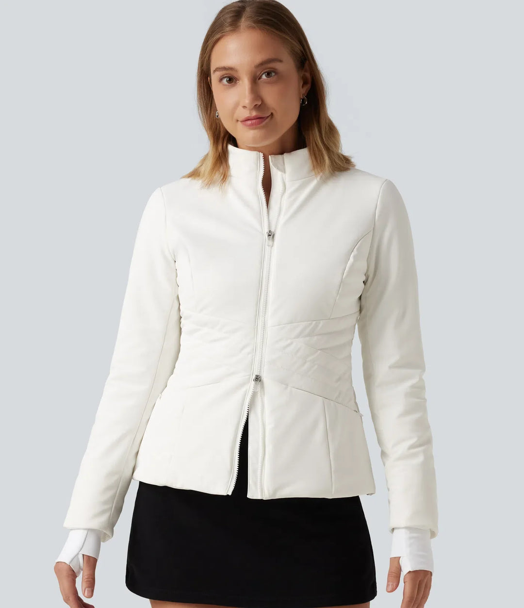 PuffFlex Long Sleeve Double Zipper Casual Padded Jacket with Pockets