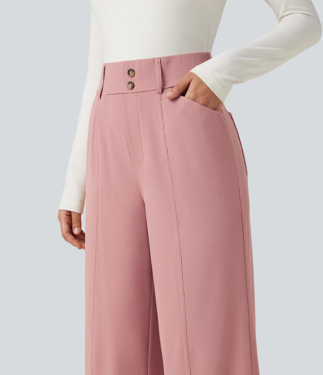 Halara Flex High Waisted Straight Leg Waffle Work Trousers with Pockets