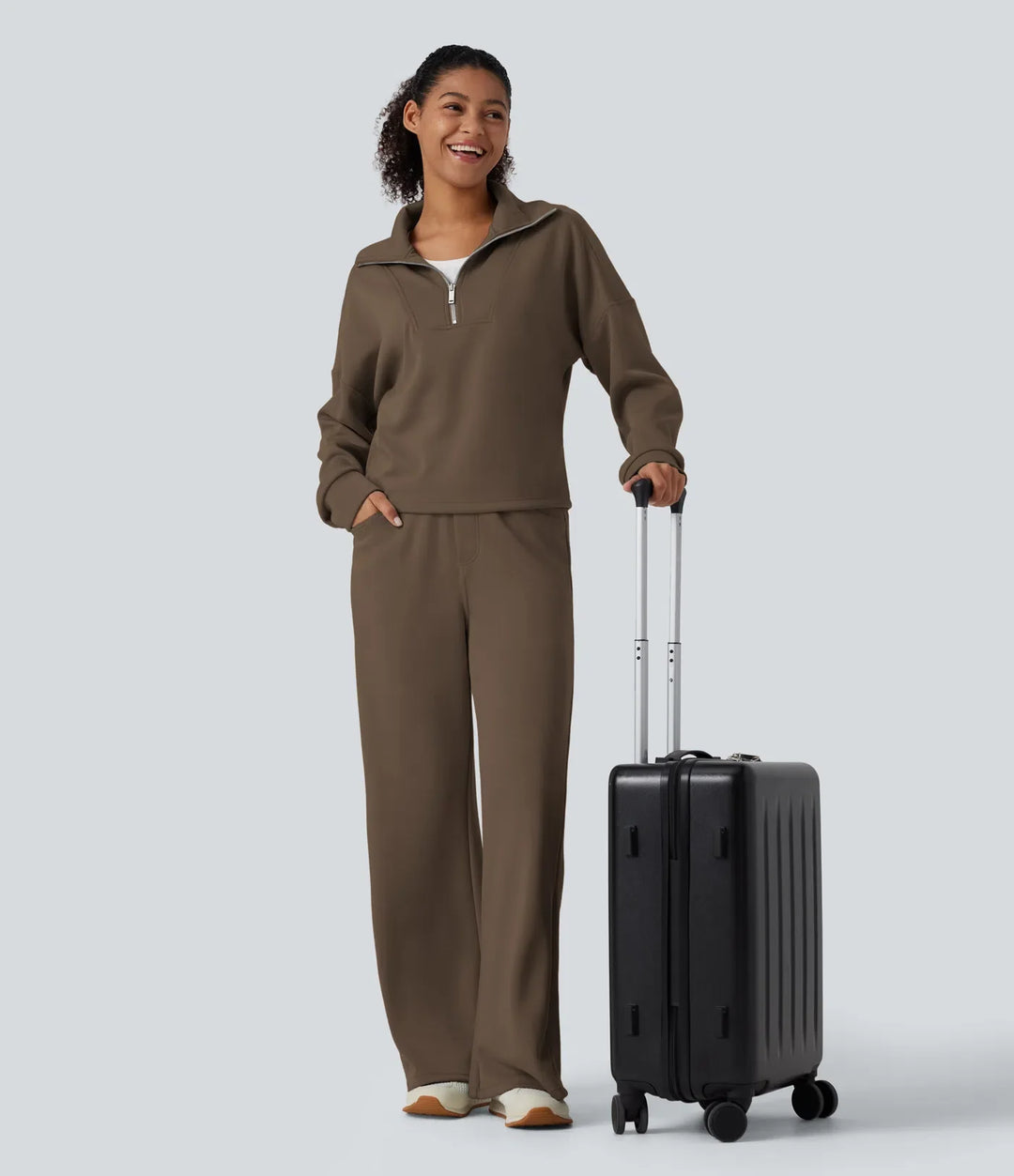 Mock Neck Half Zip Long Sleeve Work Sweatshirt