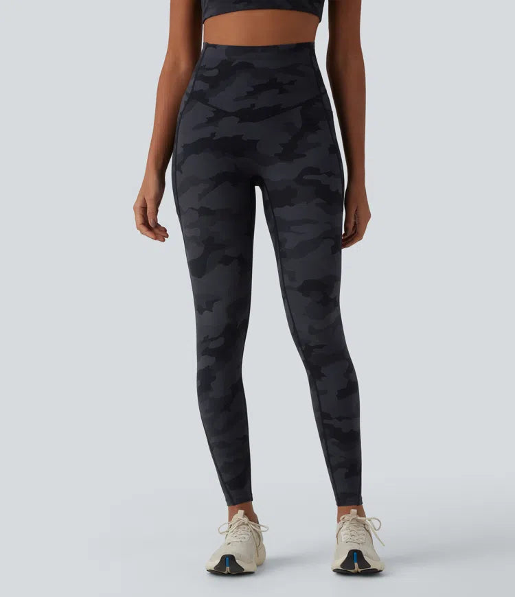 Halara UltraSculpt Camo Print High Waisted Tummy Control Running Leggings with Pockets