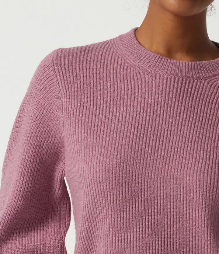 Round Neck Puff Long Sleeve Casual Jumper