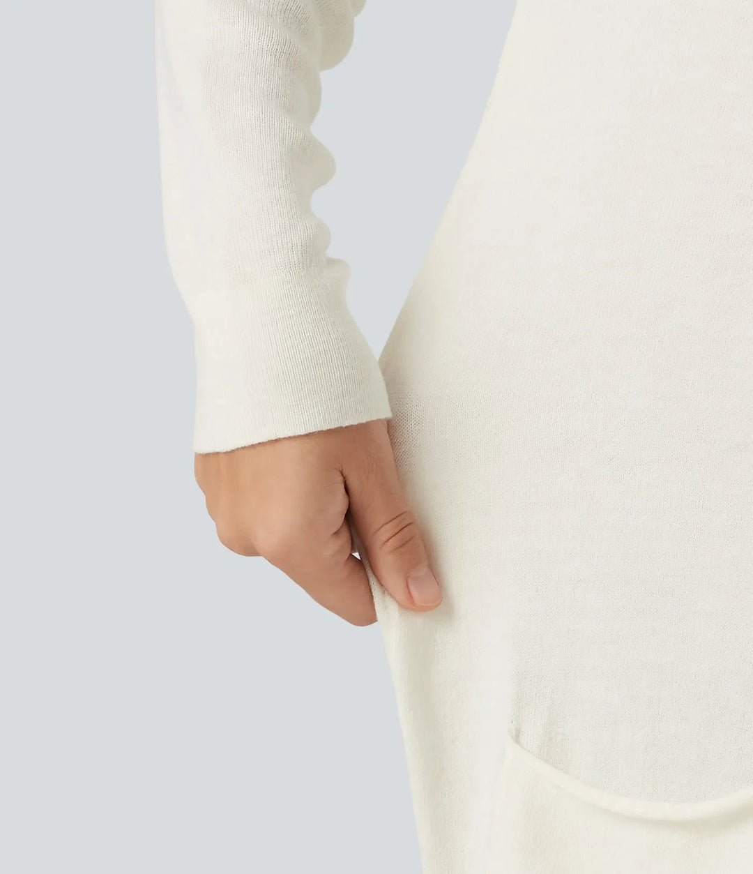 Round Neck Long Sleeve Casual Jumper with Pockets