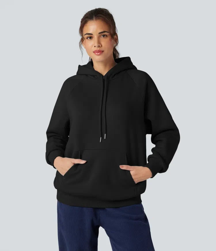 Hooded Drawstring Long Sleeve Fleece Casual Cotton Sweatshirt with Pockets