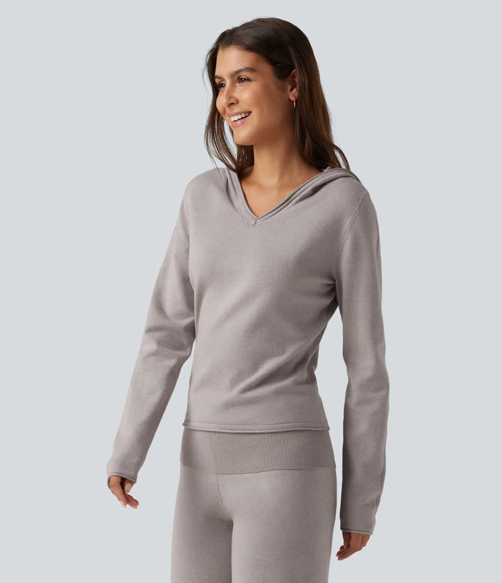 Hooded Long Sleeve Rolled Hem Lounge Jumper