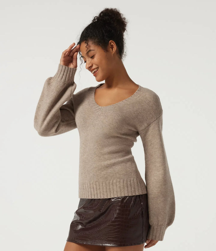 V Neck Long Sleeve Casual Jumper