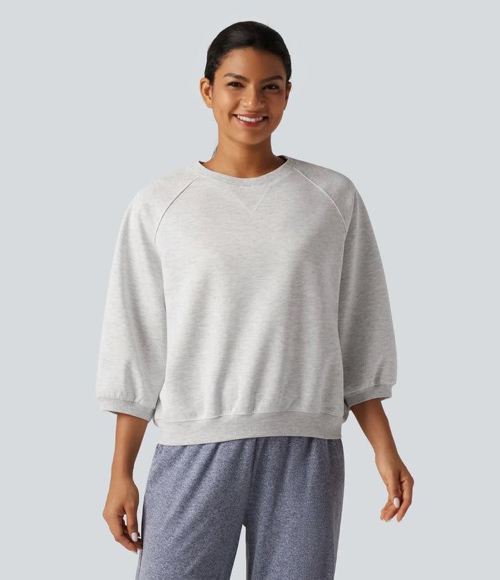 Round Neck Raglan Long Sleeve Casual Sweatshirt