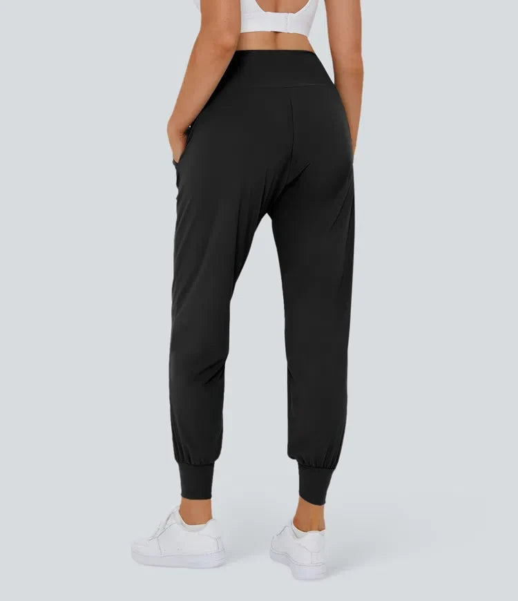 High Waisted Plain Pocket Casual Joggers