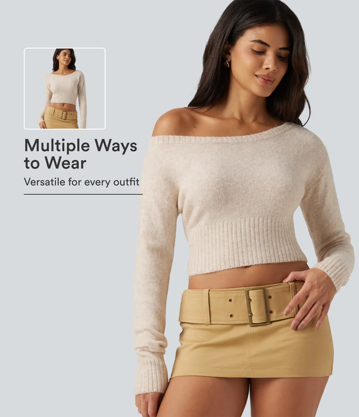 One Shoulder Batwing Long Sleeve Casual Jumper