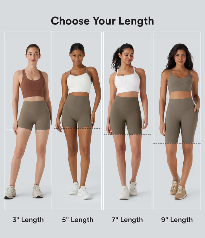 Halara UltraSculpt High Waisted Tummy Control Side Pocket Shaping Training Biker Shorts 5&