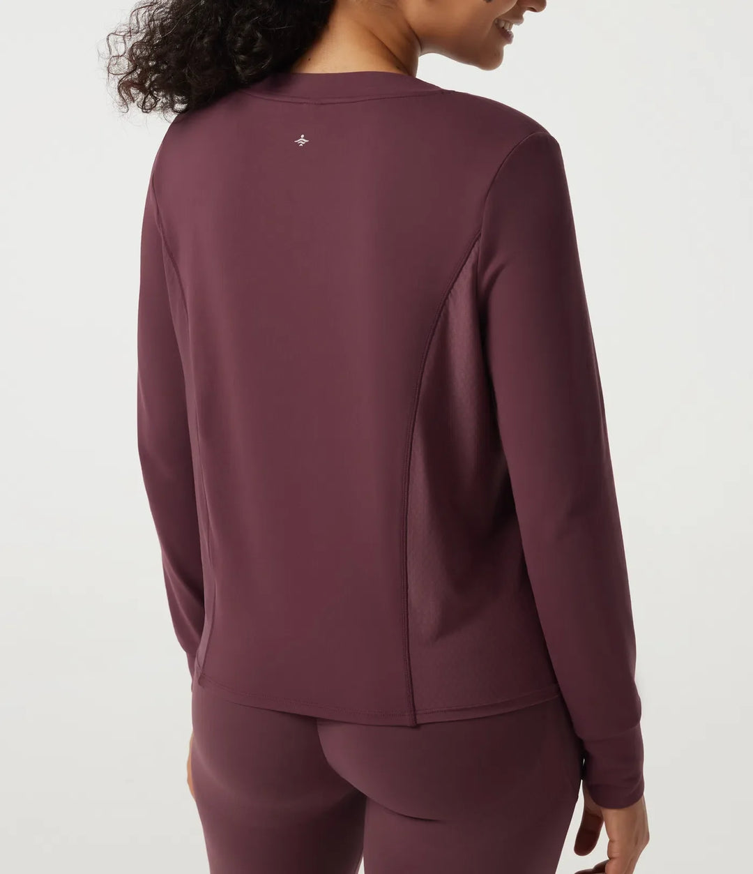 Round Neck Long Sleeve Contrast Mesh Quick Dry Workout Sweatshirt