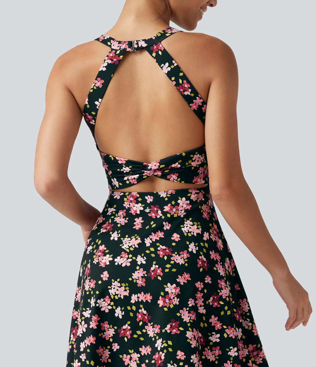 Built-in Bra 2-in-1 Ditsy Floral Mini Dance Active Dress with Pockets-Easy Peezy Edition
